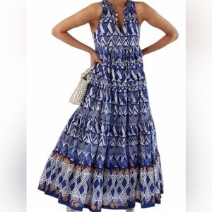 Anthropologie- Diaz, Blue and White Patterned Maxi Dress